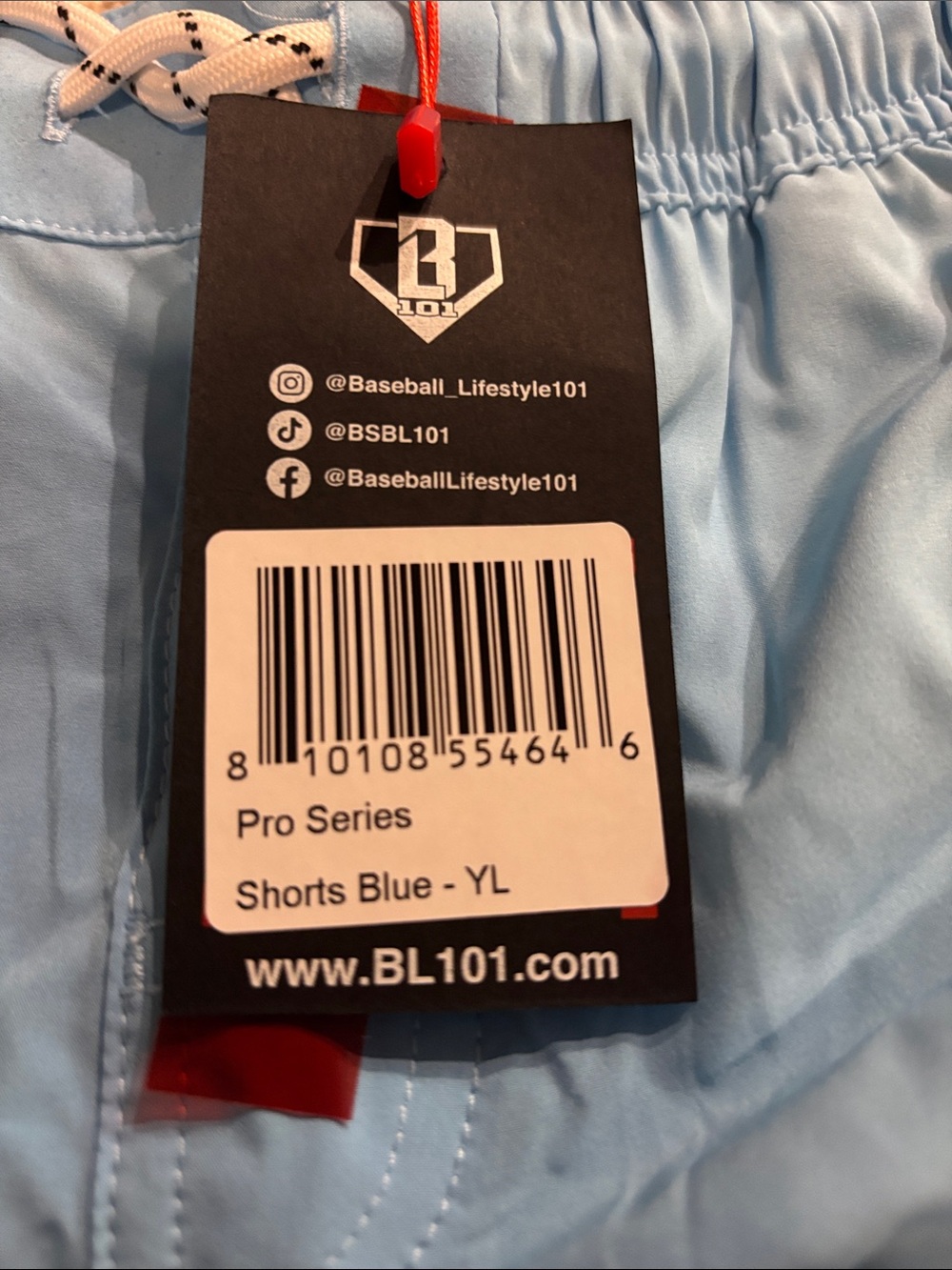 Baseball Lifestyle 101 Youth Large Cotton Candy Blue Pro Series Training Shorts - Picture 5 of 5